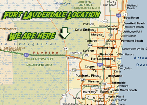 Fort Lauderdale location on a map